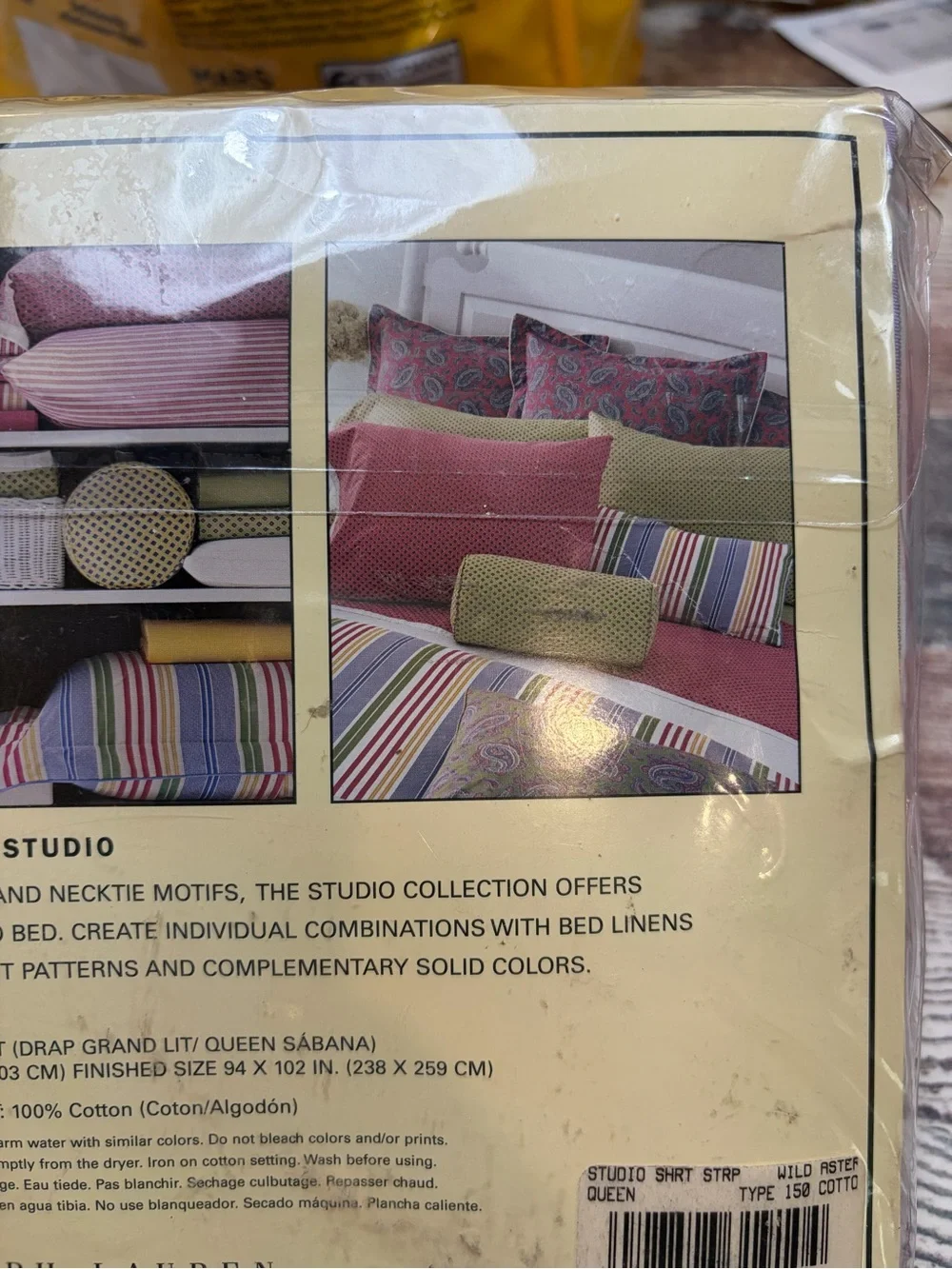 LAUREN RALPH LAUREN Watermill Lavender Stripe Queen FLAT SHEET NEW